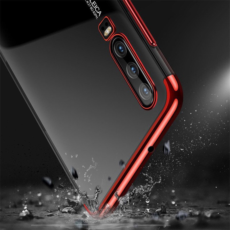 Capa de gel TPU transparente com estrutura de galvanoplastia para Huawei P Smart Pro - Huawei Y9s vermelho