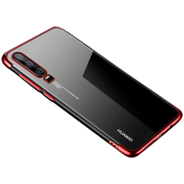 Capa de gel TPU transparente com estrutura de galvanoplastia para Huawei P Smart Pro - Huawei Y9s vermelho
