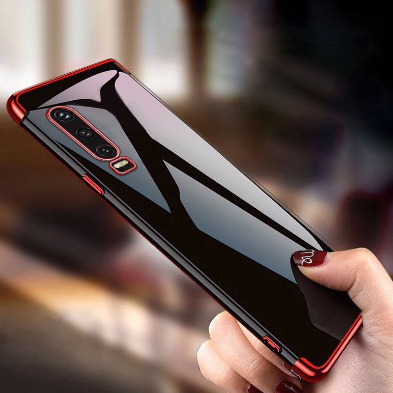 Capa de gel TPU transparente com estrutura de galvanoplastia para Huawei P Smart Pro - Huawei Y9s vermelho