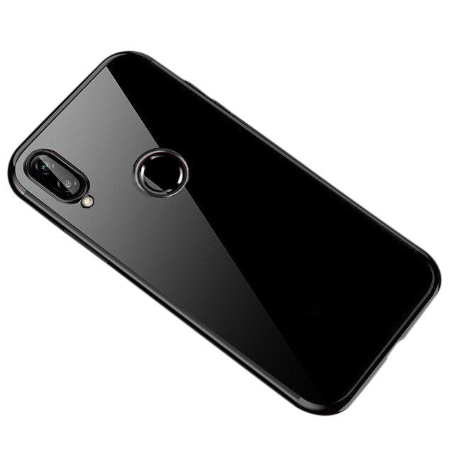 Capa transparente de gel TPU para estrutura de galvanoplastia para Huawei P Smart 2019 preta