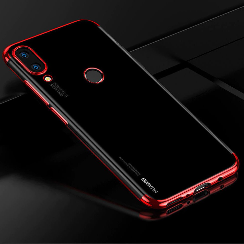 Capa transparente de gel TPU para moldura de galvanoplastia para Huawei P Smart 2019 azul