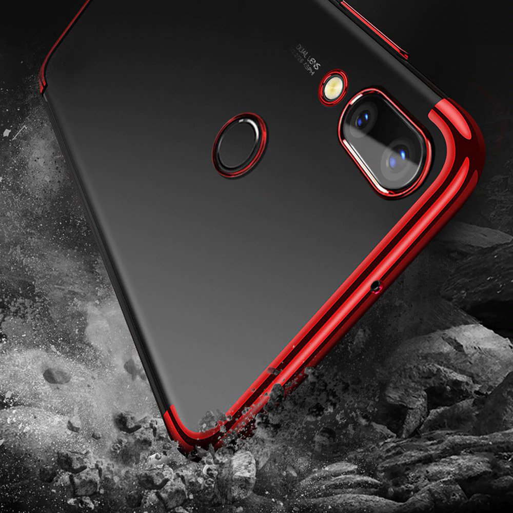 Capa transparente de gel TPU para moldura de galvanoplastia para Huawei P Smart 2019 vermelho