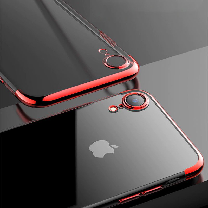 Capa transparente de gel TPU com estrutura de galvanoplastia para iPhone SE 2020 - iPhone 8 - iPhone 7 preto