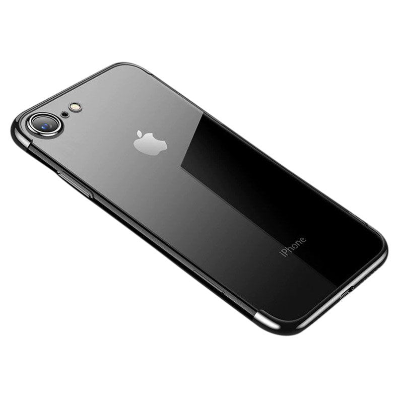 Capa transparente de gel TPU com estrutura de galvanoplastia para iPhone SE 2020 - iPhone 8 - iPhone 7 preto
