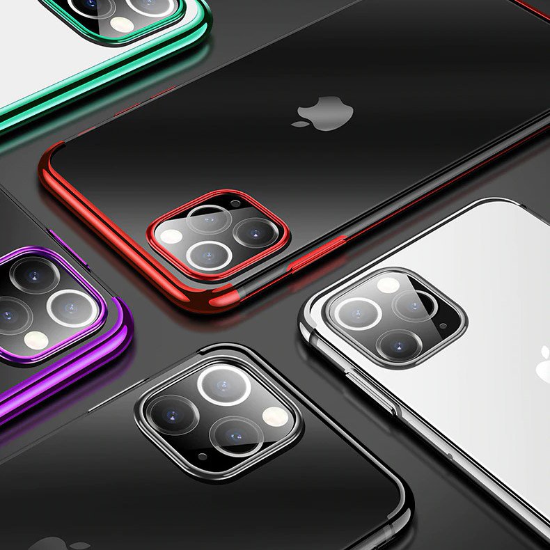 Capa transparente de gel TPU com estrutura de galvanoplastia para iPhone 11 preto
