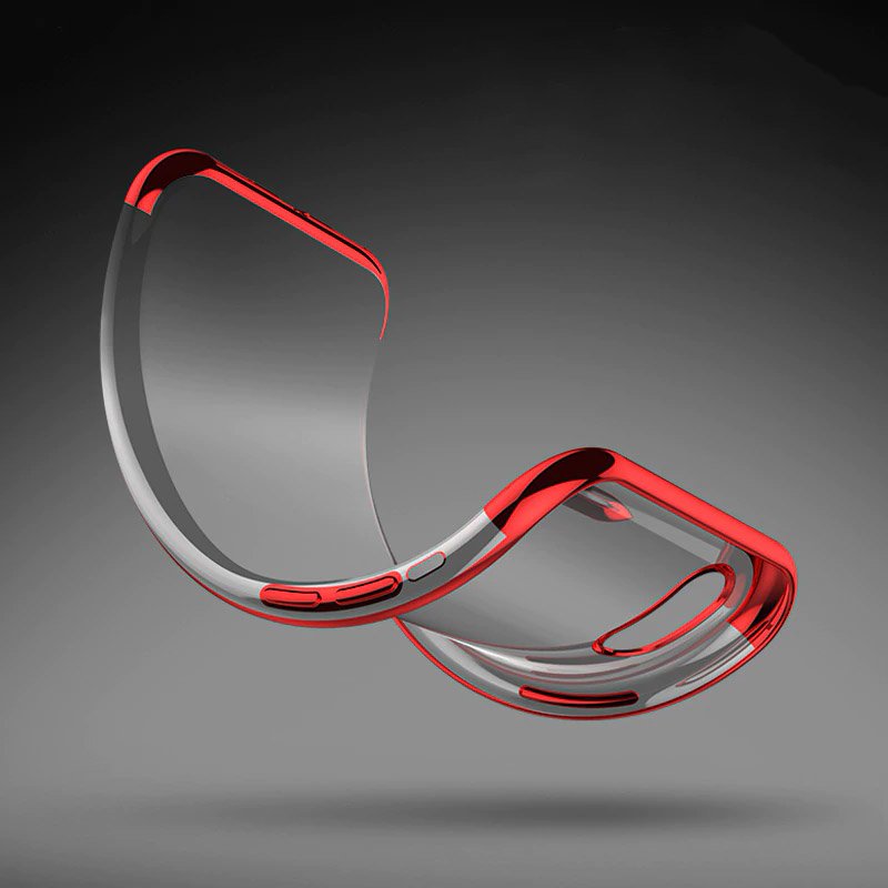 Capa transparente de gel TPU para moldura de galvanoplastia para iPhone XS - iPhone X vermelho