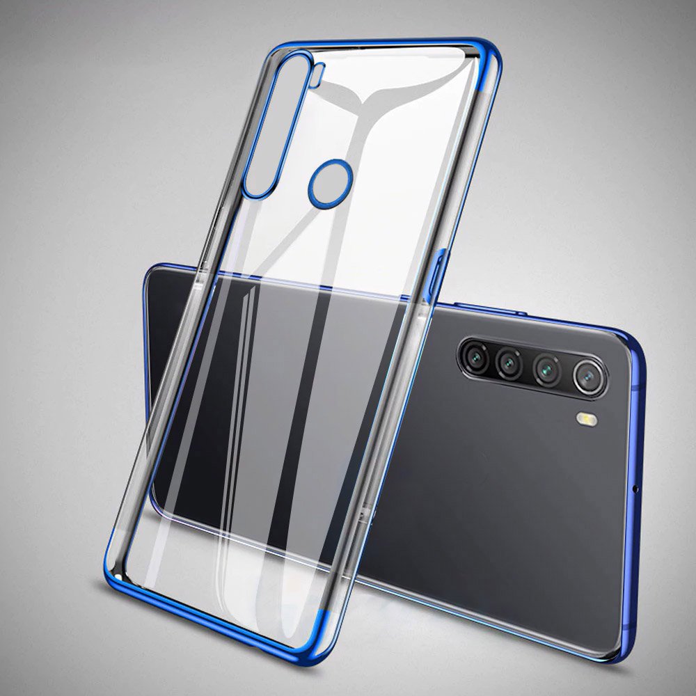 Transparente Case Gel TPU Galvanoplastia Capa para Motorola G8 Play azul