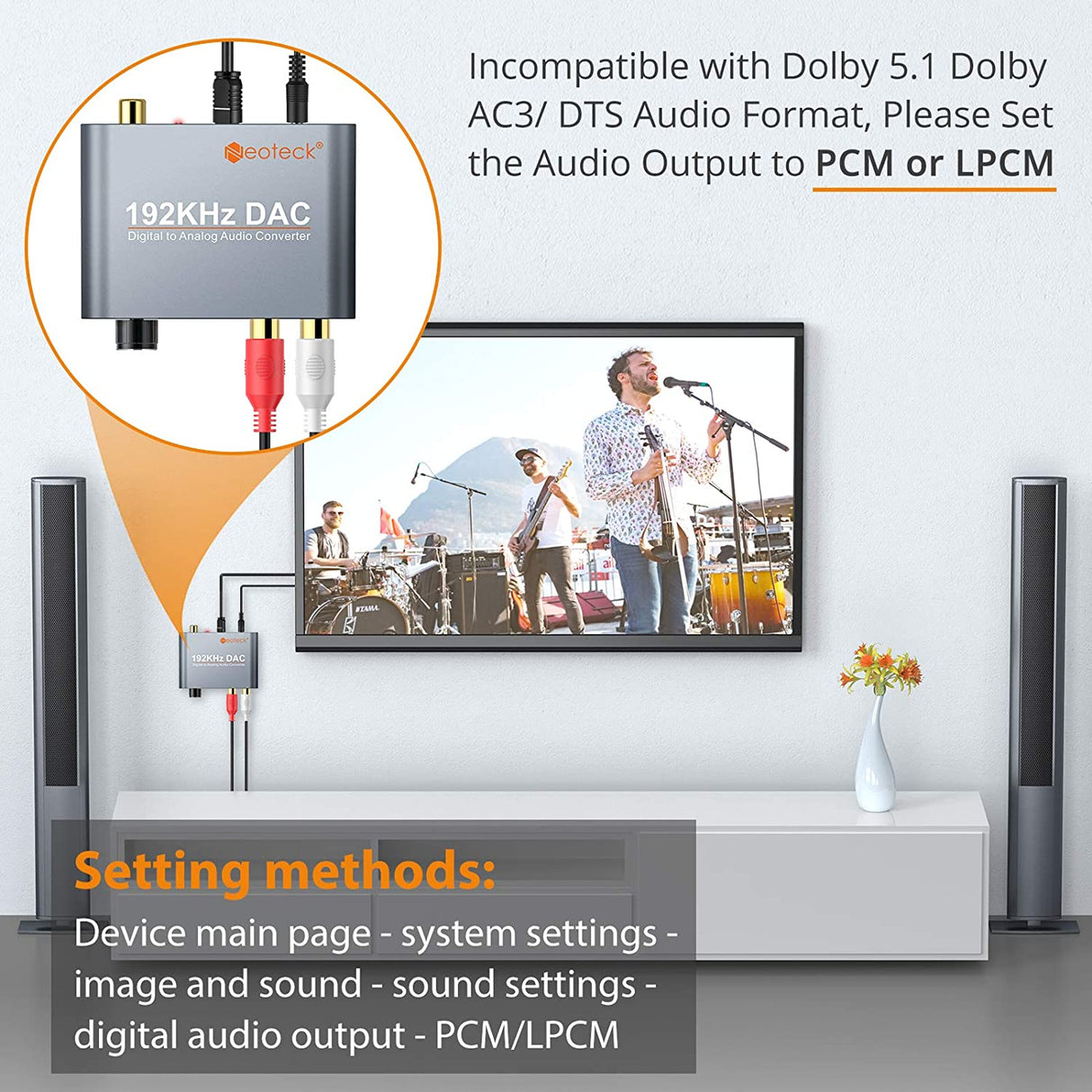 Neotec Conversor de Audio Digital para Analógico 192kHz