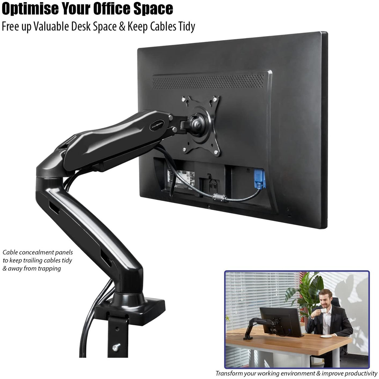 Invision Suporte de Mesa Articulado Universal para TV Monitor 17" - 27"