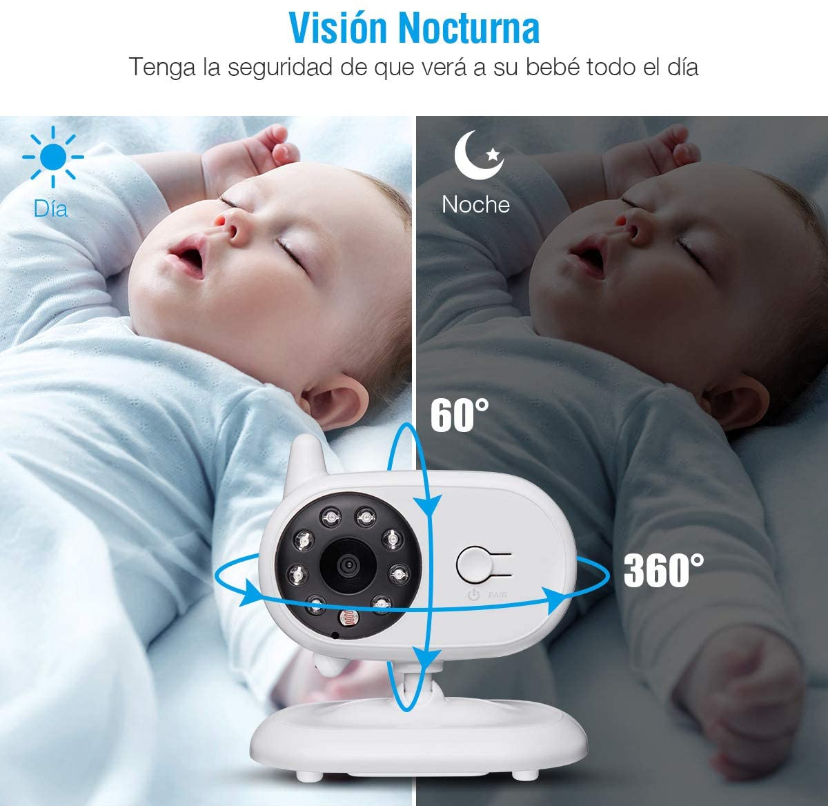 Intercomunicador para Bebé com Câmara de Visão Noturna Alerta de Temperatura Canções de Ninar