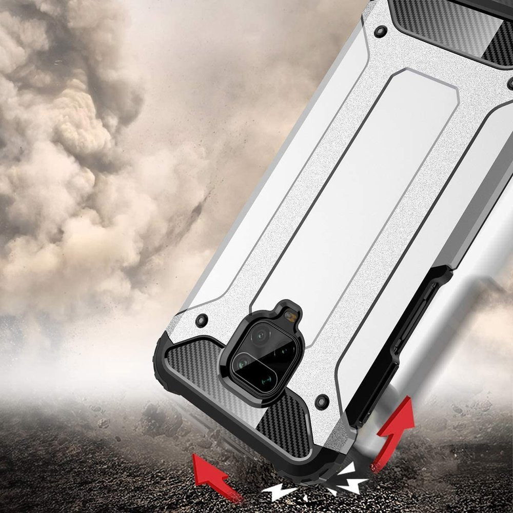 Capa de armadura híbrida capa resistente e resistente para Xiaomi Redmi Note 9 Pro - Redmi Note 9S prata