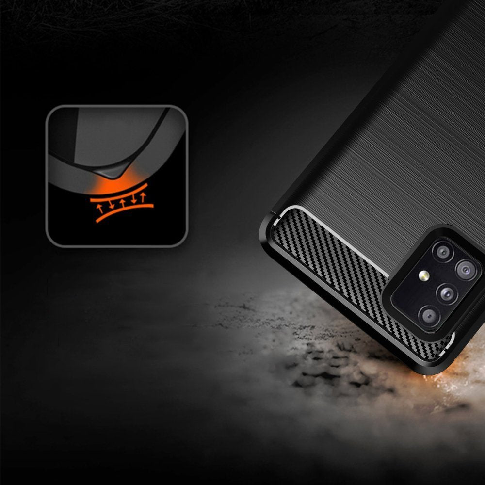 Capa carbono Capa flexível de TPU para Samsung Galaxy A51 5G preta