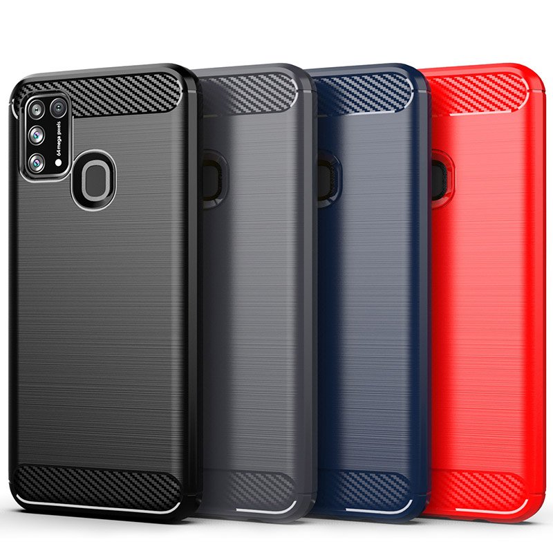 Capa carbono Capa flexível de TPU para Samsung Galaxy M30s - Galaxy M21 azul
