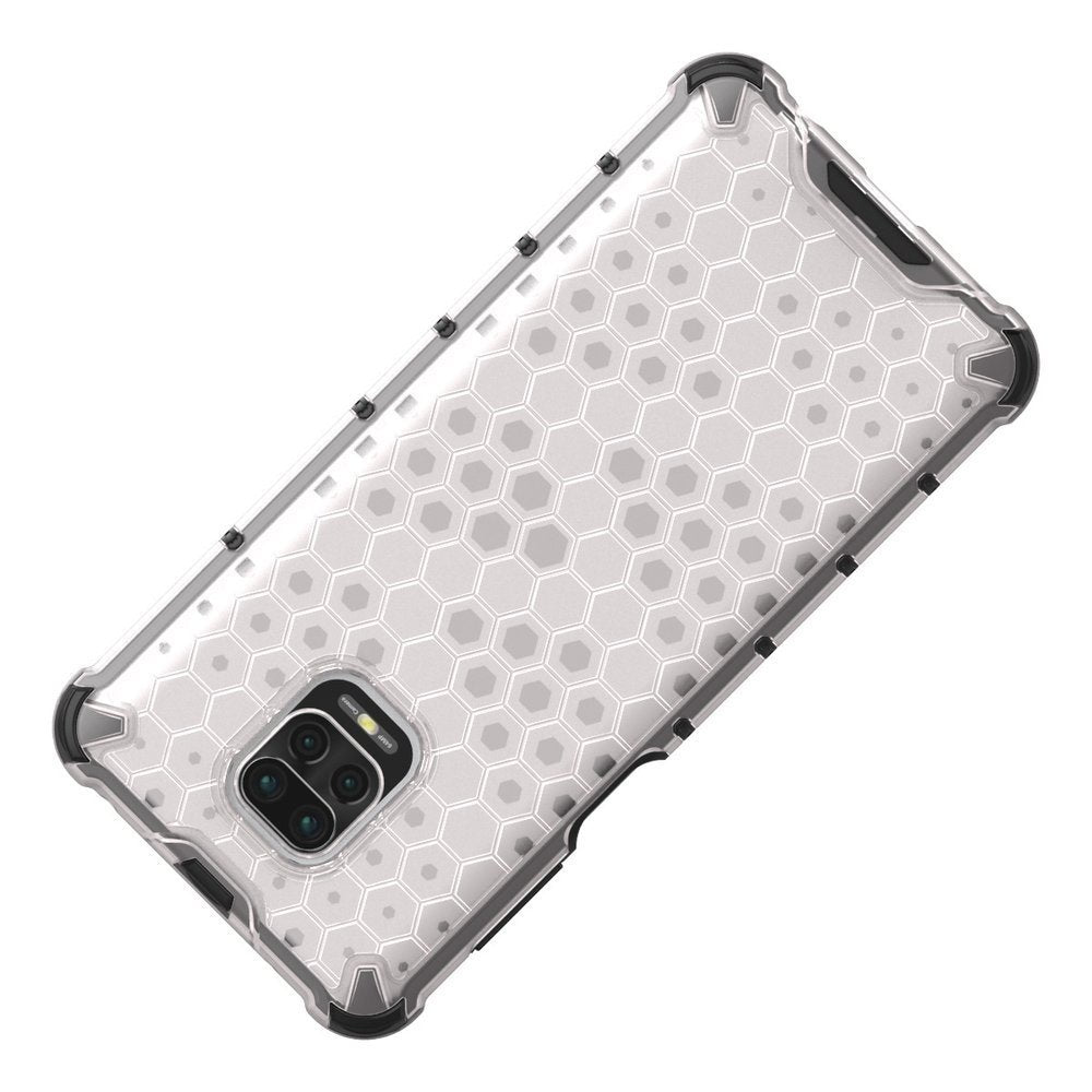 Capa de armadura de caixa de favo de mel com pára-choque de TPU para Xiaomi Redmi Note 9 Pro - Redmi Note 9S transparente
