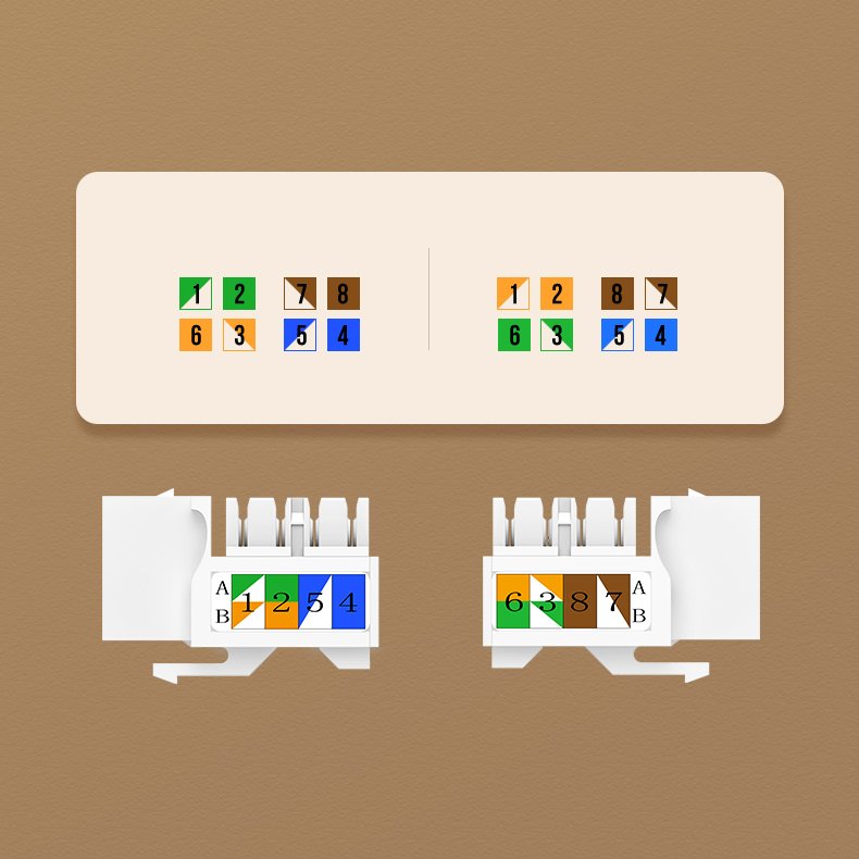 Módulos de rede não blindados Ugreen Keystone Ethernet Cat 5e 8P8C RJ45 100 Mbps 568A  -  B branco (80176 NW142)