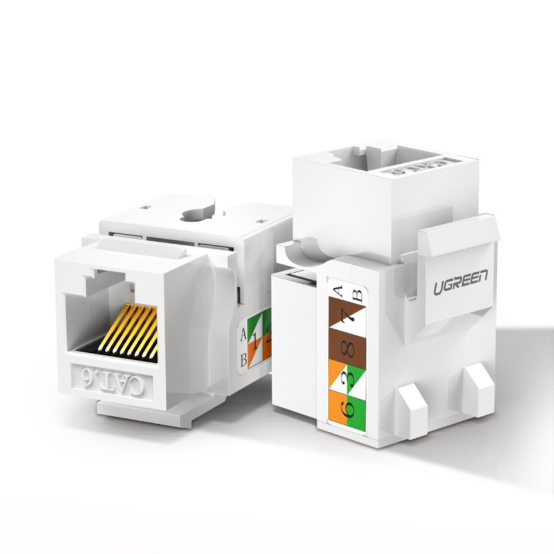 Módulos de rede sem blindagem Ugreen Ethernet Cat 6 8P8C RJ45 1000 Mbps 568A  -  B branco (80178 NW143)