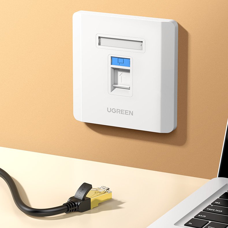 Tomada dupla Ugreen para Internet LAN telefone RJ45 - RJ11 branco (80182 NW144)