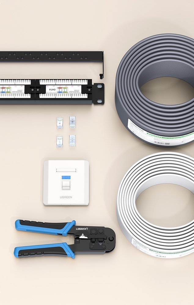 Tomada dupla Ugreen para Internet LAN telefone RJ45 - RJ11 branco (80182 NW144)