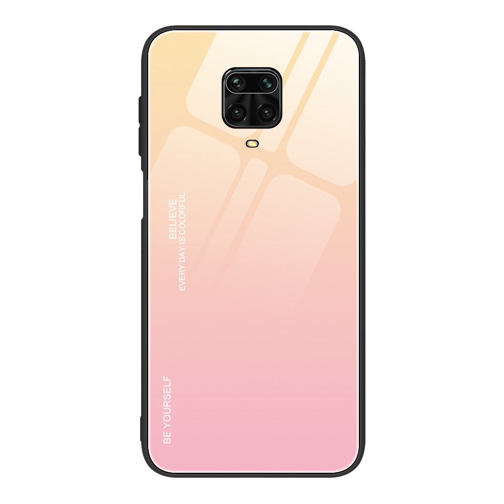 Tampa durável de vidro gradiente com fundo de vidro temperado Xiaomi Redmi Note 9 Pro - Redmi Note 9S rosa