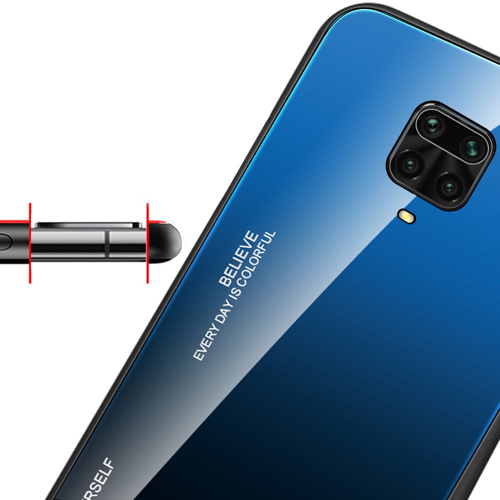 Tampa durável de vidro gradiente com fundo de vidro temperado Xiaomi Redmi Note 9 Pro - Redmi Note 9S rosa