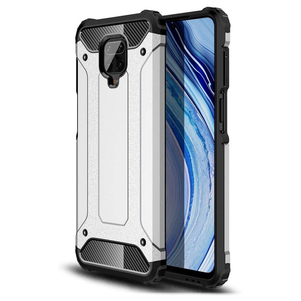 Capa de armadura híbrida resistente e resistente para Xiaomi Redmi 10X 4G - Xiaomi Redmi Note 9 prata