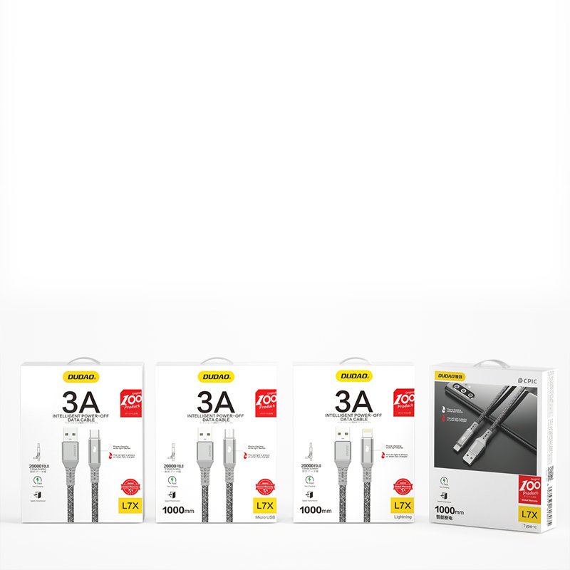 Dudao USB - cabo USB Tipo-C 1 m 3 A com luz LED indicador de carga cinza (L7xT Tipo-C)
