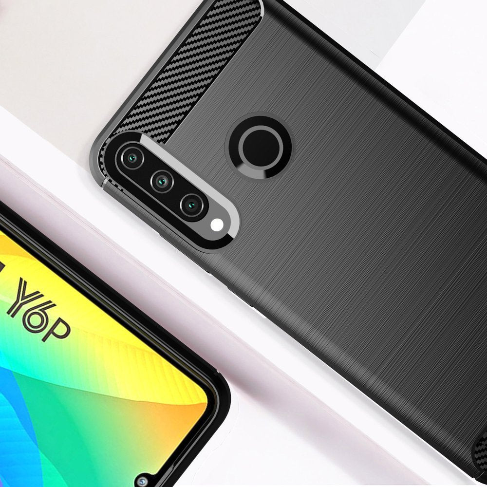 Capa carbono Capa flexível de TPU para Huawei Y6p azul
