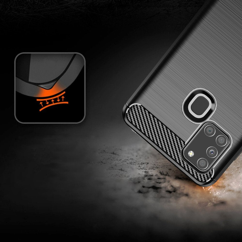 Capa carbono Capa flexível de TPU para Samsung Galaxy A21S azul