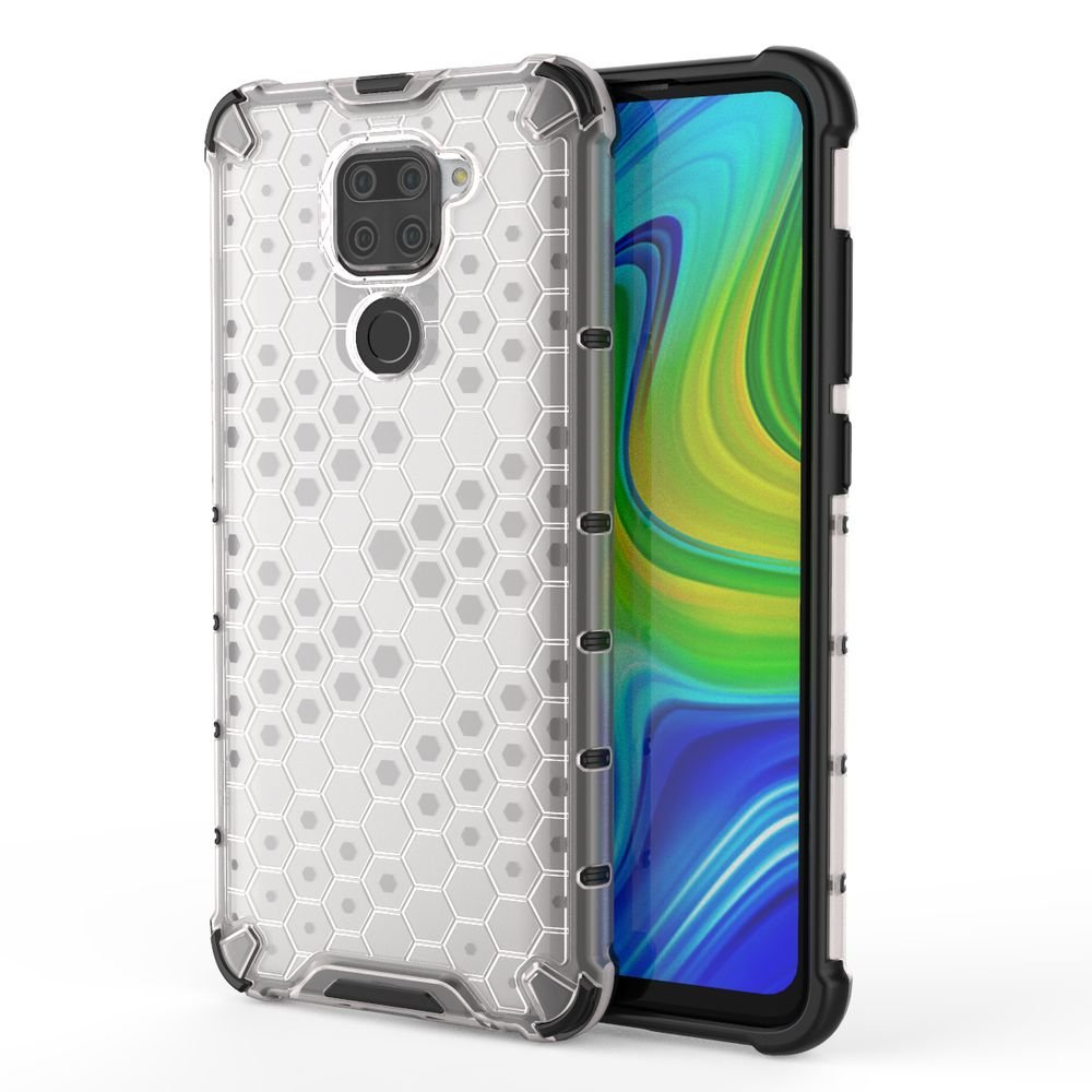 Capa de armadura de caixa de favo de mel com pára-choque de TPU para Xiaomi Redmi 10X 4G - Xiaomi Redmi Note 9 transparente