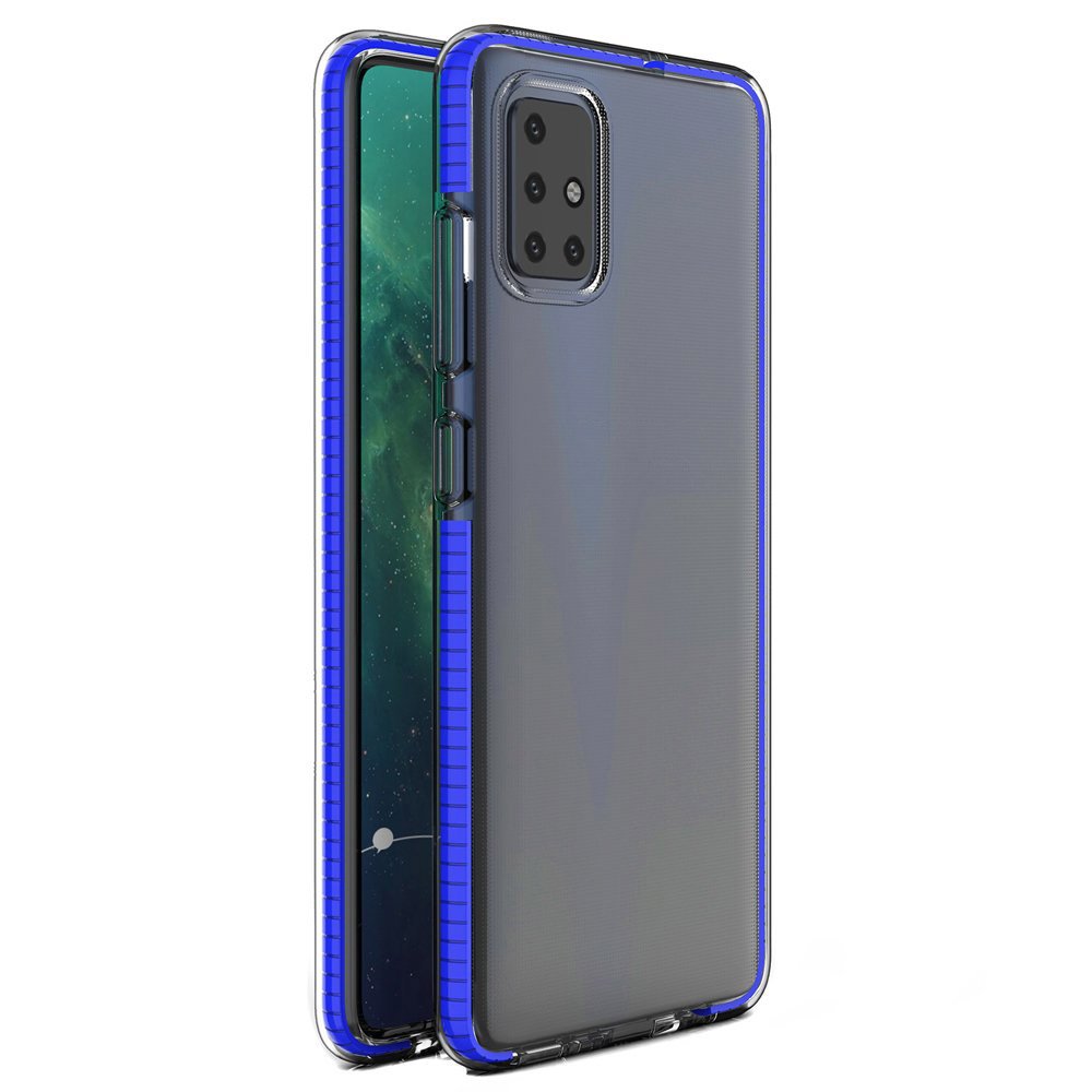 Capa protetora de gel TPU transparente com moldura colorida para Samsung Galaxy A21S azul