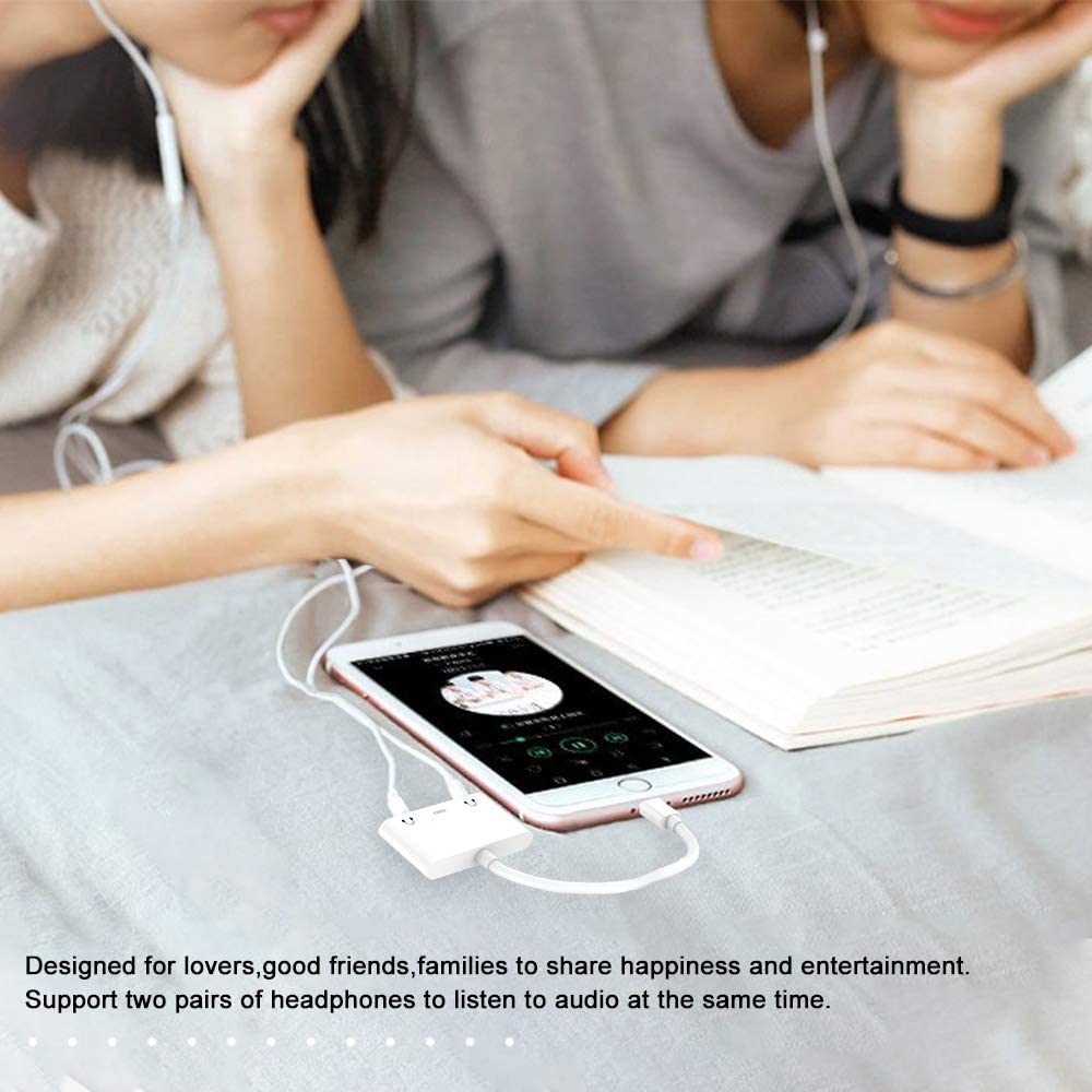 Adaptador Lightning 3 em 1 (2 saídas jack 3,5mm mais 1 saída Lightning) iPhone/iPad