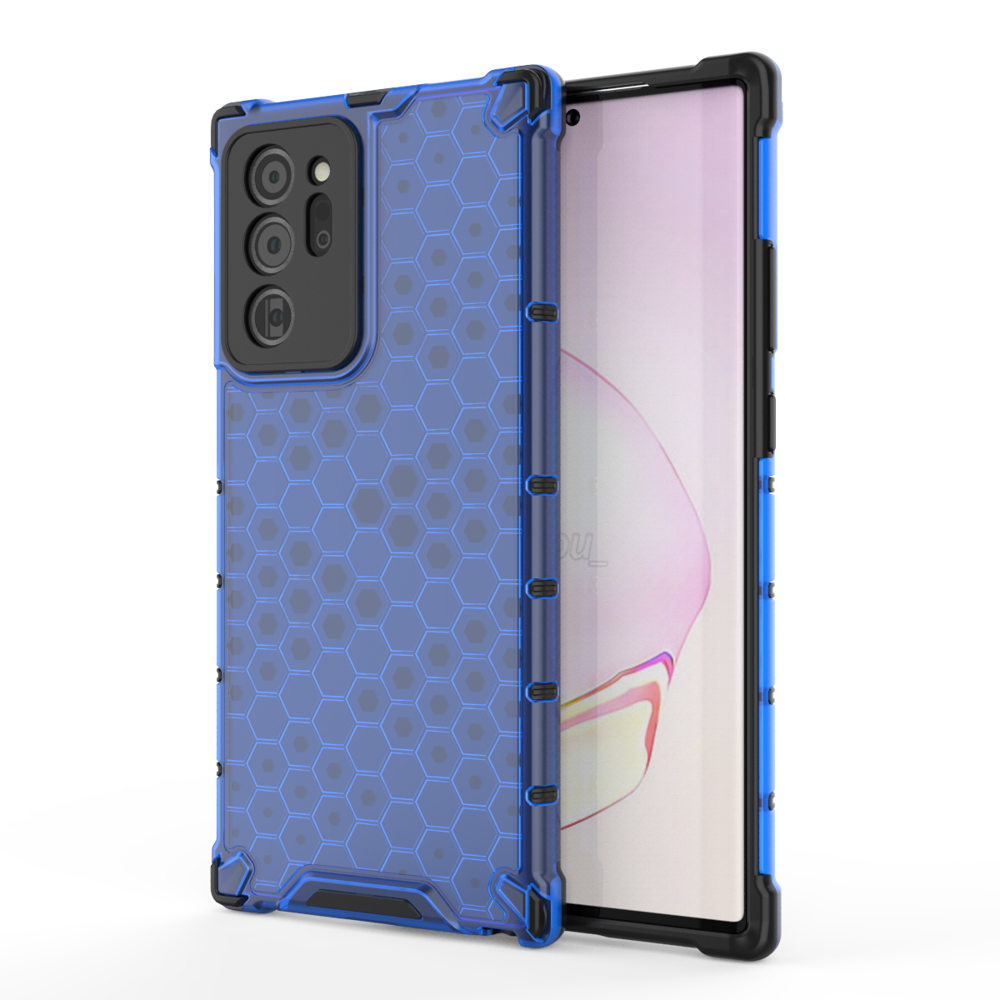 Capa de armadura de favo de mel com pára-choque de TPU para Samsung Galaxy Note 20 azul