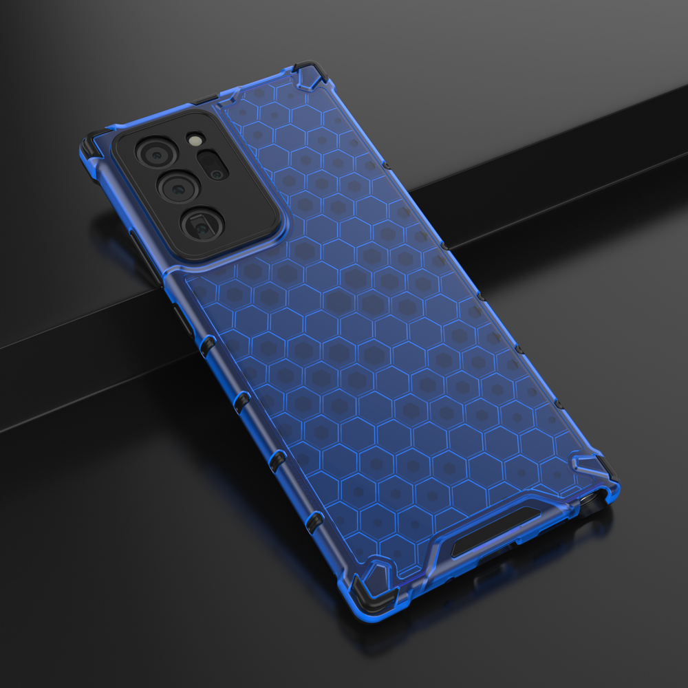 Capa de armadura de favo de mel com pára-choque de TPU para Samsung Galaxy Note 20 azul