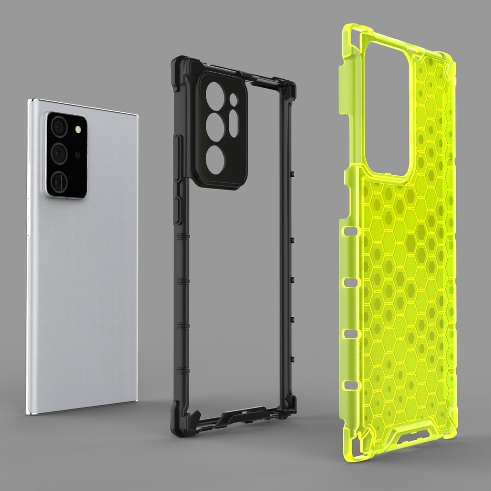 Capa de armadura de favo de mel com proteção de TPU para Samsung Galaxy Note 20 Ultra transparente