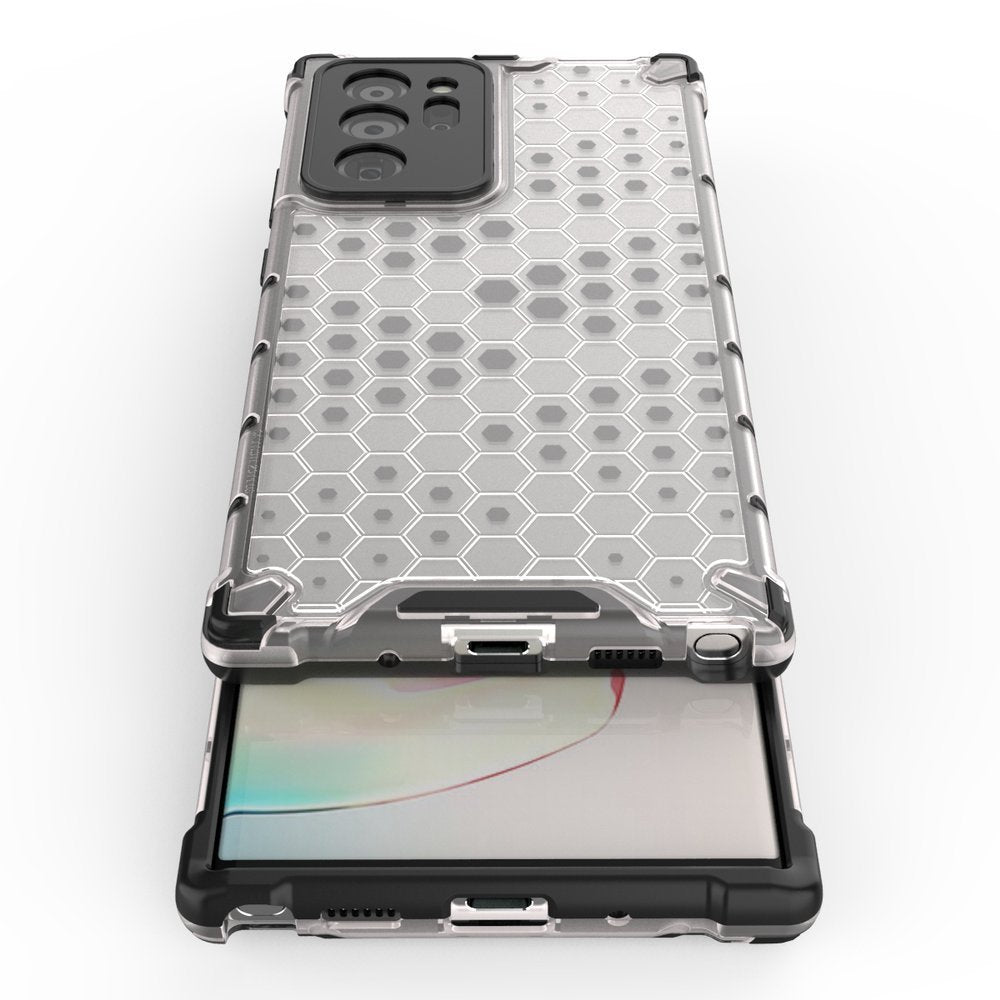 Capa de armadura de favo de mel com proteção de TPU para Samsung Galaxy Note 20 Ultra transparente