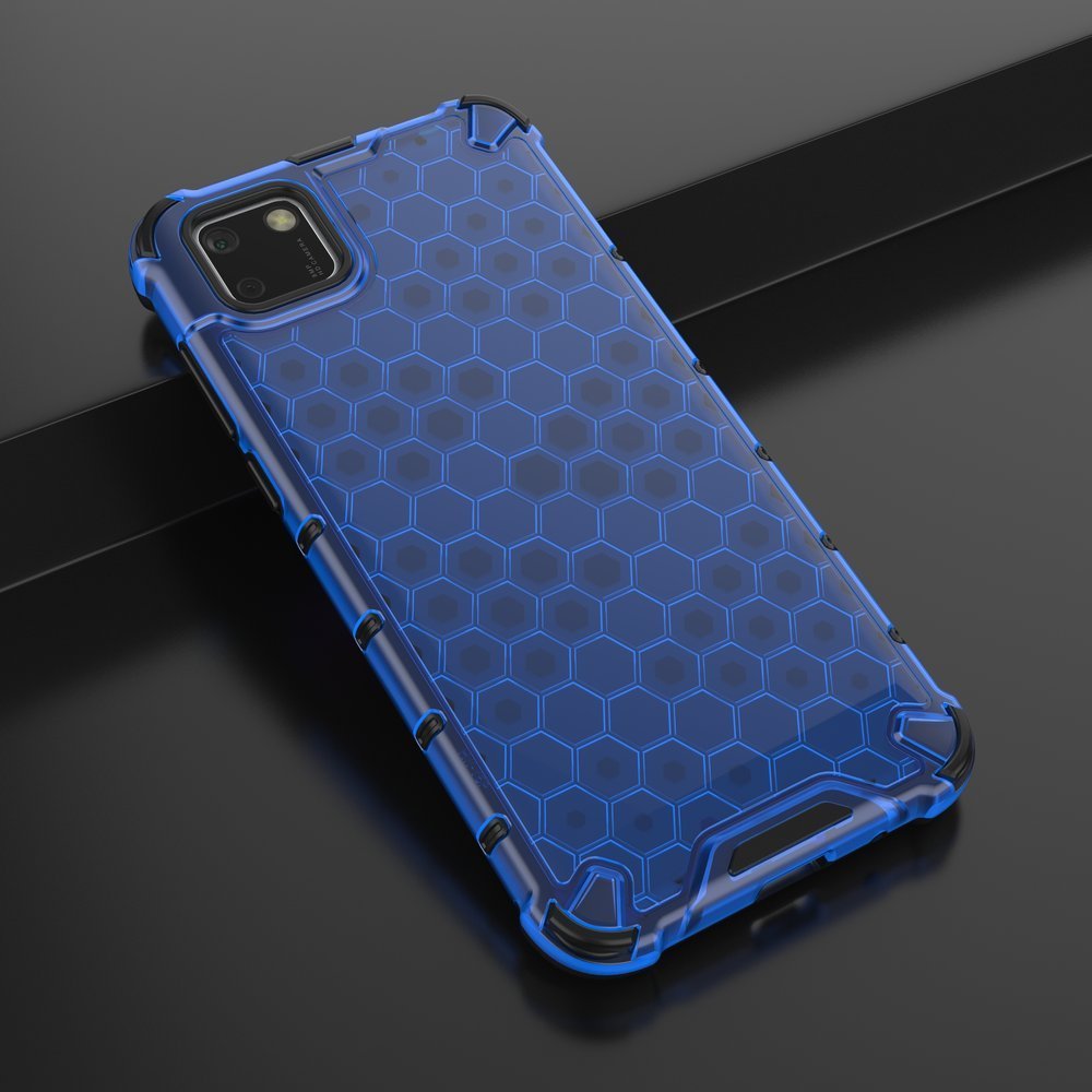 Capa de armadura de favo de mel com pára-choque de TPU para Huawei Y5p azul