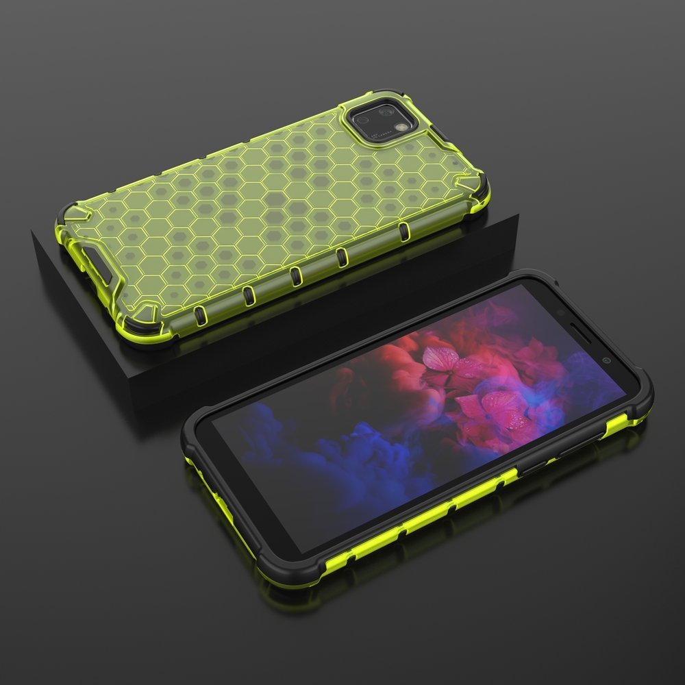 Capa de armadura de favo de mel com pára-choque de TPU para Huawei Y5p verde