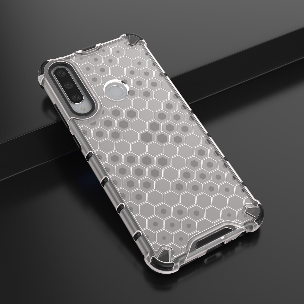 Capa de armadura de favo de mel com pára-choque de TPU para Huawei Y6p transparente