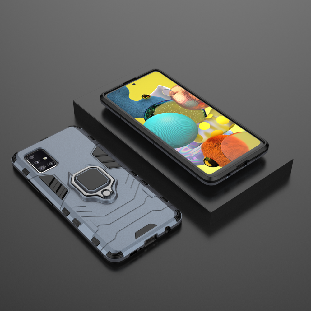 Ring Armor Case Kickstand Capa resistente e resistente para Samsung Galaxy A51 5G azul