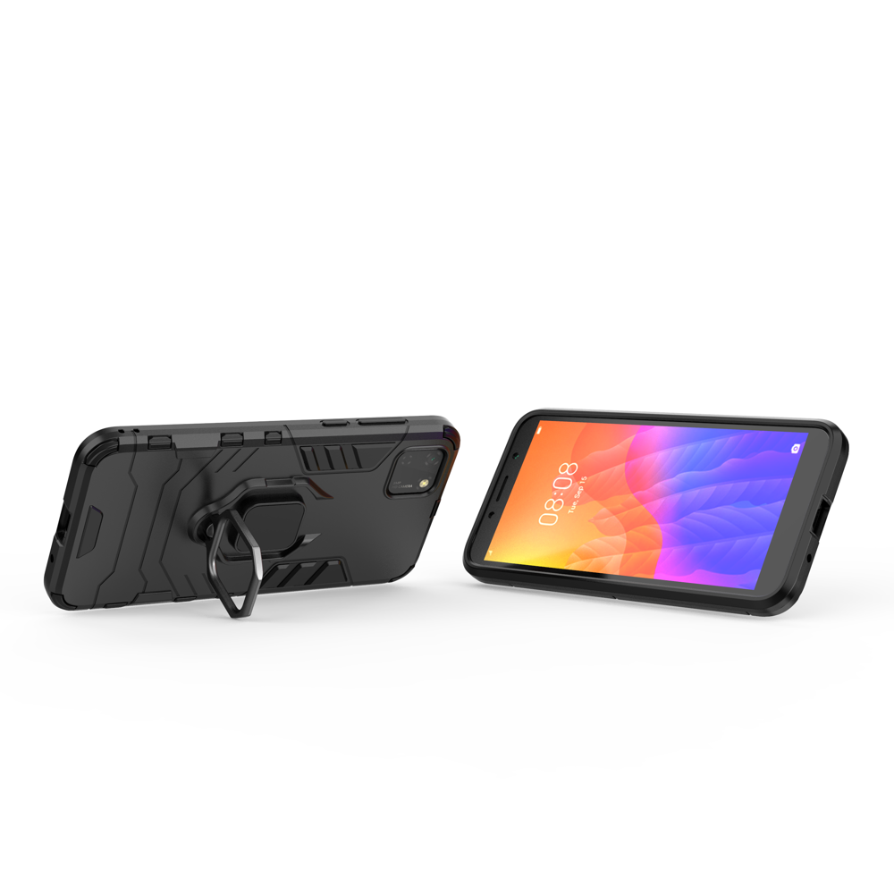 Ring Armor Case Kickstand Capa resistente e resistente para Huawei Y5p preto