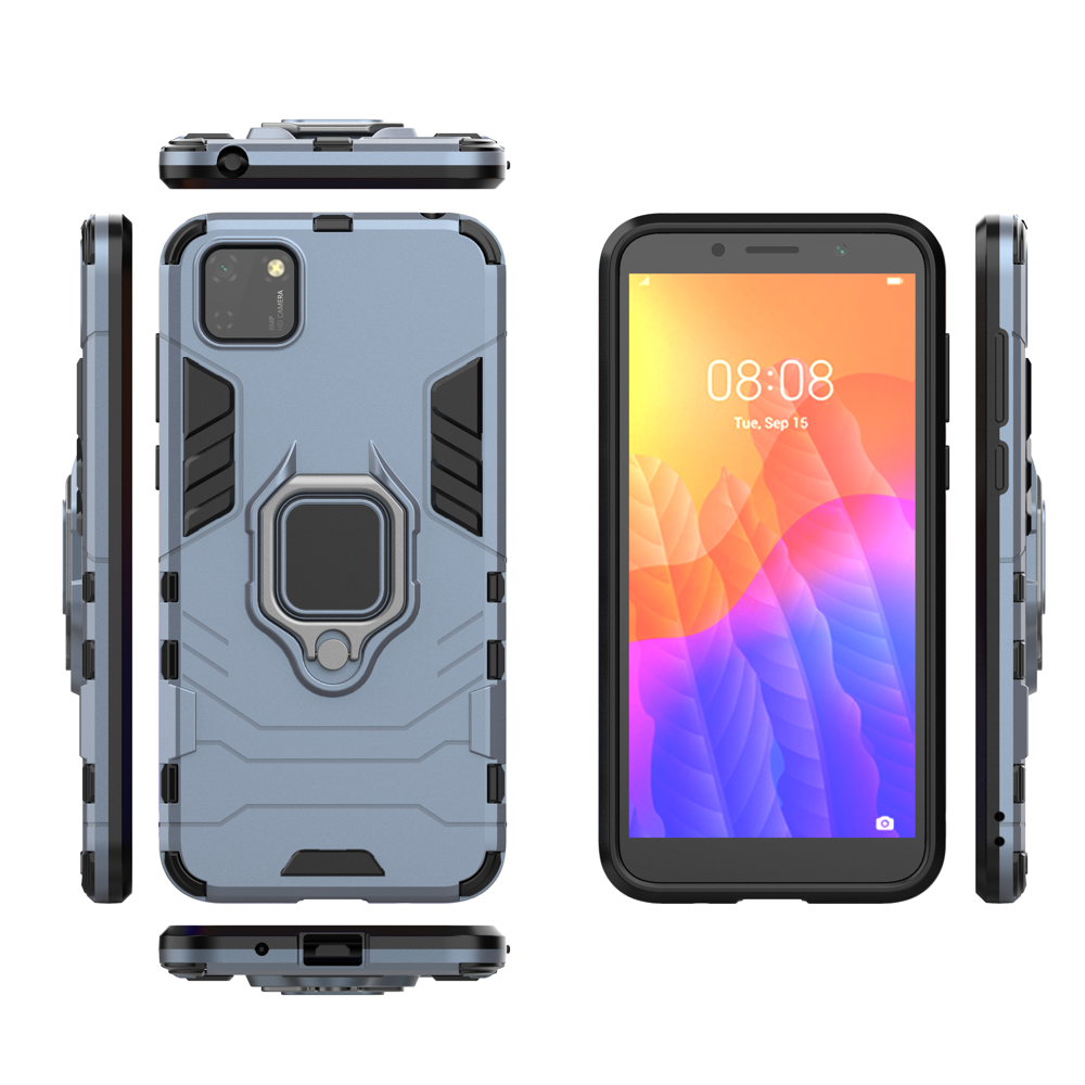Ring Armor Case Kickstand Capa resistente e resistente para Huawei Y5p azul