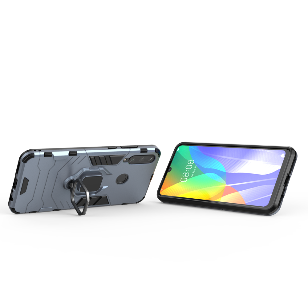 Ring Armor Case Kickstand Capa resistente e resistente para Huawei Y6p azul