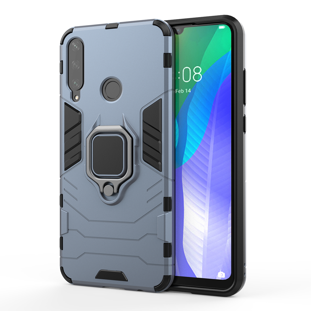 Ring Armor Case Kickstand Capa resistente e resistente para Huawei Y6p azul