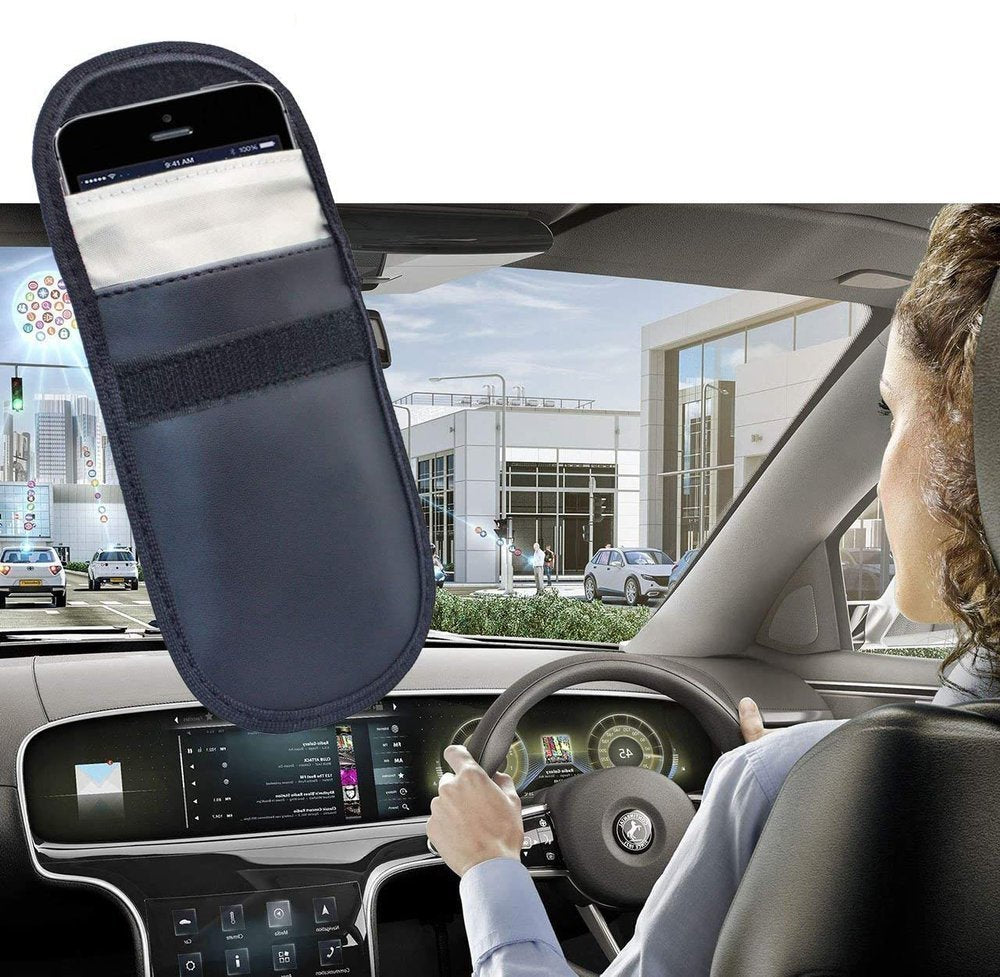 Caixa de bloqueio de sinal vertical Caixa Faraday de bloqueio de rádio para chaves do carro 14 cm x 10 cm preta