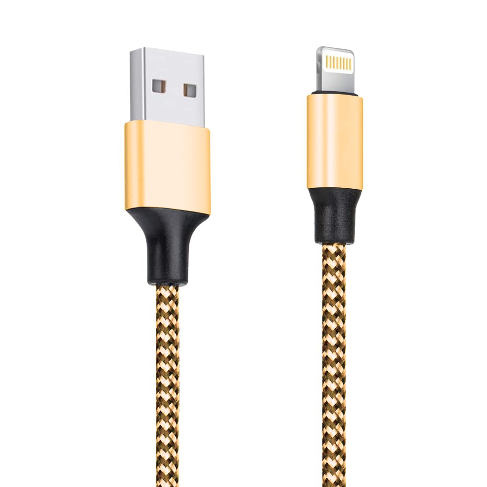 USB - Cabo trançado de nylon lightning 2 A 1 m dourado