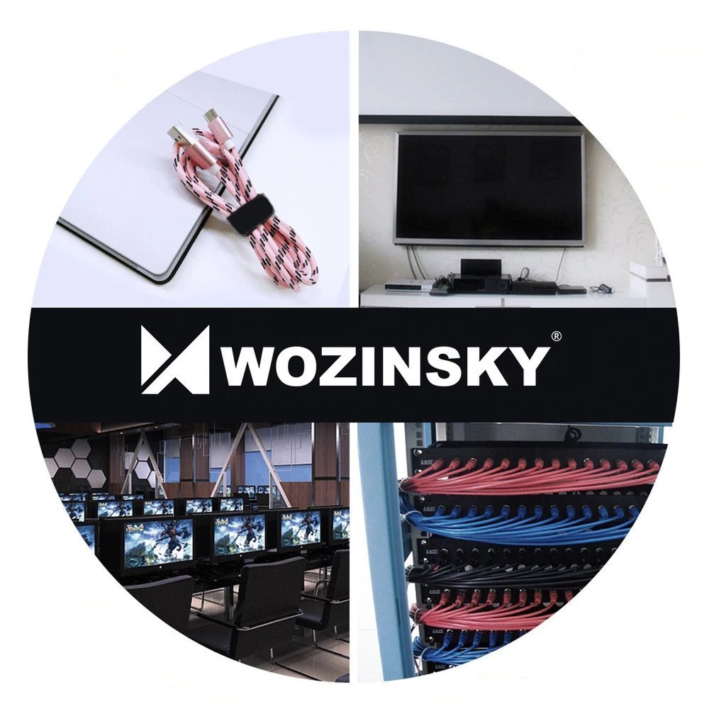 Organizador de cabo com alças Wozinsky 2 m Hook and Loop preto (WVO2MBK)