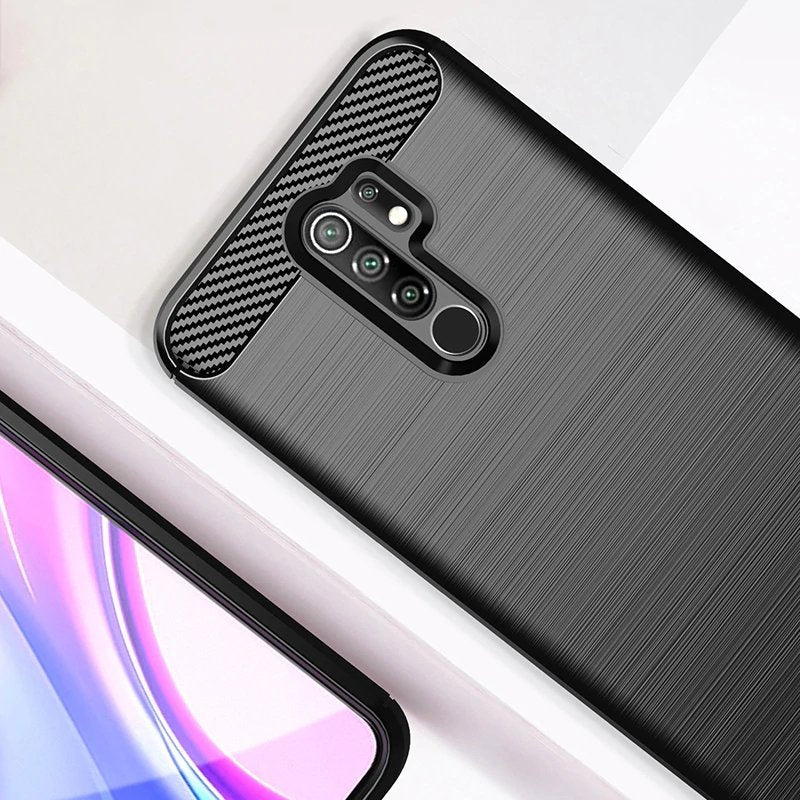 Capa carbono Capa flexível de TPU para Xiaomi Redmi 9 preto