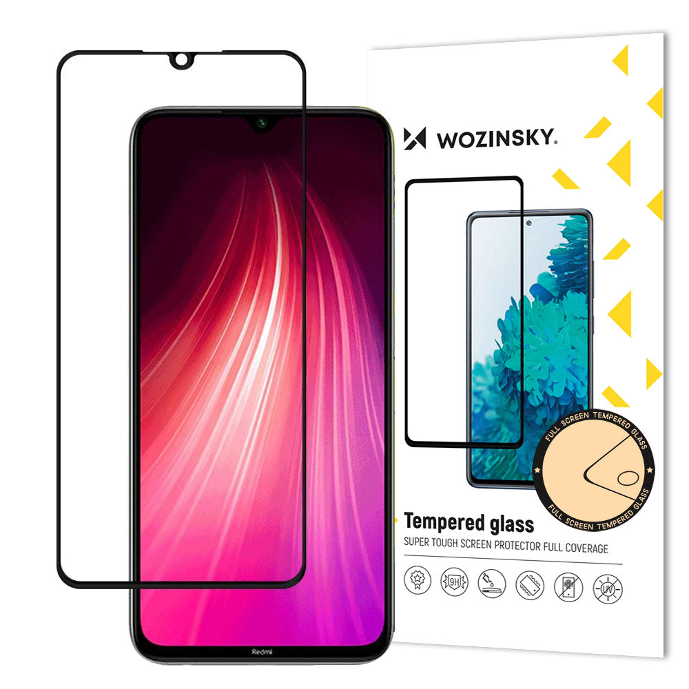 Wozinsky Vidro Temperado Cola Completa Protetor de Tela Super Resistente Totalmente Coberto com Caixa de Moldura Amigável para Xiaomi Redmi 9C transparente