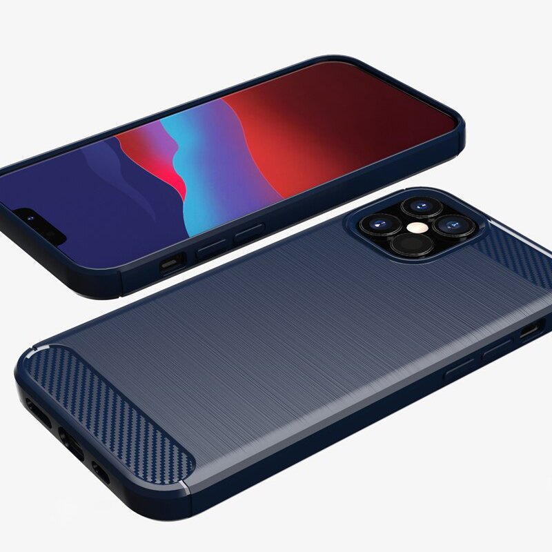 Capa carbono Capa flexível TPU para iPhone 12 Pro - iPhone 12 azul