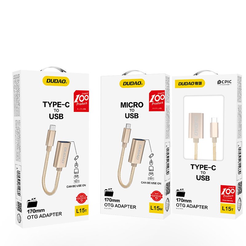 Cabo adaptador Dudao USB para micro USB 2.0 OTG cinza (L15M)